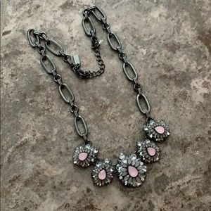 Gray pink crystal adjustable necklace